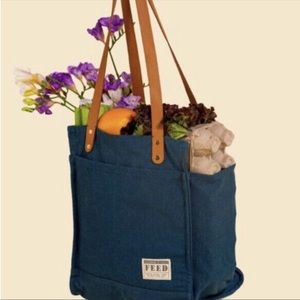 Sea blue farmers market tote by Feed.